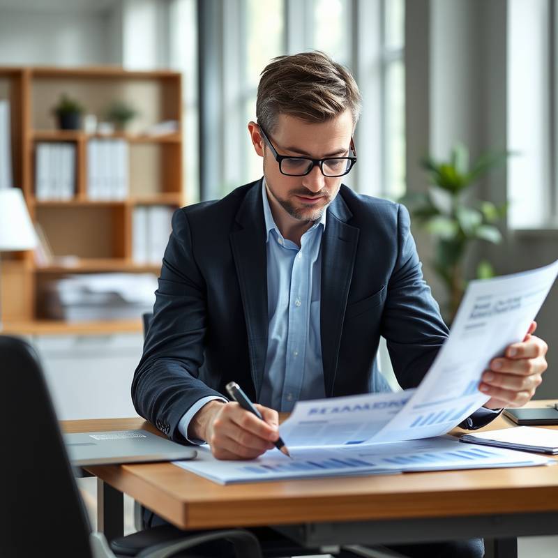 Accountant reviewing financial reports for a Financial Accounting course