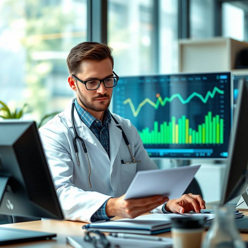 Data scientist analyzing a data graph