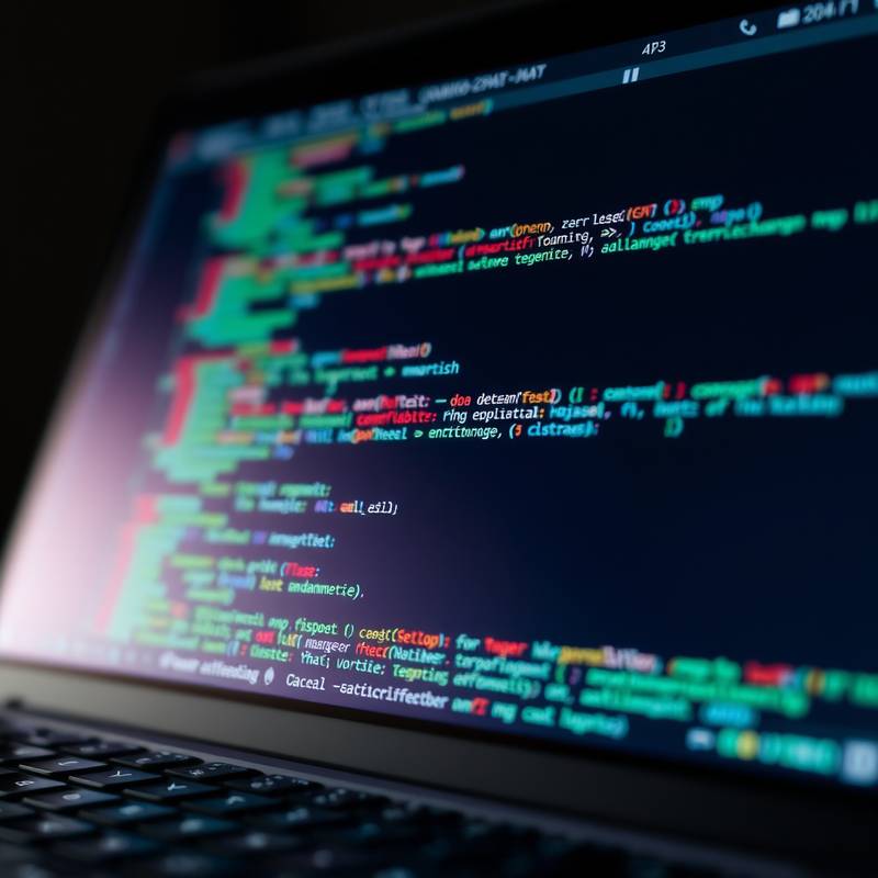 Laptop displaying web development code